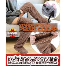 Sauna Suit Koyu Kahve Sock Peluş Uyku Çorabı Welsoft Diz Üstü Oda Çorabı Ayak Isıtıcı Uzun Gonç Çorap Koyu Kahverengi