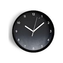 Gece Gökyüzü Temalı Modern Duvar Saati - 30cm - Önü Camlı Siyah Kasa - Sessiz Mekanizma-jh0343 Siyah