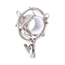 Metal Shock Mount İle Gri Stüdyo Mikrofon - Profesyonel Kullanım İçin