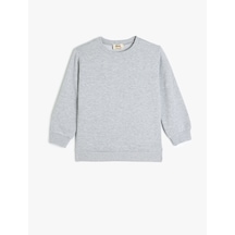 Koton Pamuklu Bisiklet Yaka Uzun Kollu Basic Sweatshirt Gri 5wkb10599tk Gri