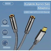 Riksoin Type-c To 3.5mm Aux Ses Kulaklık Ayırıcı 2'si 1'arada