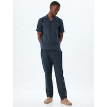Koton Chino Pantolon Cep Detaylı Beli Bağcıklı Pamuklu Lacivert 5wam40043hw Lacivert