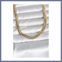 Bezos Cm 14k Gold Renk Kalın Yassı Yılan Zincir Model 45 Cm Kadın Kolye Dlra
