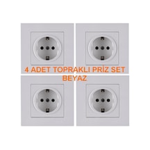 Arvia Karen Topraklı Priz Beyaz - Çerçeve Dahil 4 Adet