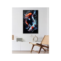 Balık Koi Süs Renkli Cam Tablo Modern Ev Ofis Salon Duvar Oda Dekoru Hediyelik Deniz Temalı Dekoratif Duvar Tablosu, Salon, Ofis Ve Yazlık Dekoru, 30x45 Cm