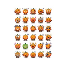 30 Adet Sevimli Chibi Balkabağı Sticker Seti - Laptop Telefon Ajanda İçin Çok Renkli