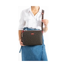 Just Polo Kadın 5 Bölmeli Büyük Boy Çapraz Omuz Çantası 232044mh Kahverengi - Kırmızı