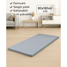 Sünger Yatak 80x180x6 Cm, Yer Yatağı, Balkon Sedir Yer Minderi,şantiye,karavan,deprem Yatağı-gri