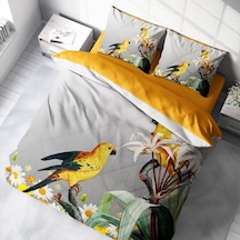 Monohome Yellow Parrot 3D Pamuk Saten Çift Kişilik Nevresim Takım Sarı