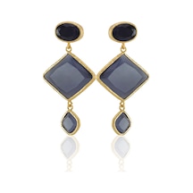 Kadir Jewellery 22 Ayar Altın Kaplama Kadın Sallantılı Küpe -el İşçiliği Ve Hipoalerjenik Küpe Mor 07719585