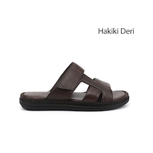 Diğer Erkek Kahverengi Cırt Bantlı Hakiki Deri Terlik Dyma73142821