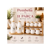 Porselen Baharatlık Ve Yağlık Seti 11 Parça Bambu Standlı 2 Li 1000 Ml Yağdanlık Seti Standlı 7 Li Porselen Papatya Model Baharatlık Seti Yağlık Baharatlık Takım Mutfak Düzen Seti Çeyizlik Takım Beyaz Diğer