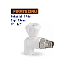 Fırat Pp Köşe Radyatör Vana 20mm, 1/2'', 1 Adet, 7b91020127