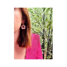 Lunarie Pembe Gül Çiçek 14k Altın Halka Küpe Vintage Zarif