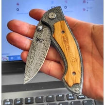 Browning Damascus Görünümlü Kamp Çakı Kahverengi - Gri
