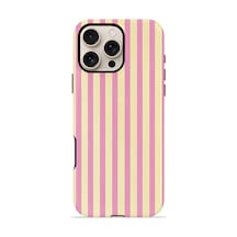 Apple iPhone Uyumlu 16 Pro Vorian Çift Katmanlı Kılıf Pink Lemon Pinstripe