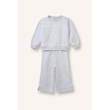 Defacto Bisiklet Yaka Basic Sweatshirt Esnek Belli Eşofman Altı 2li Takım Kız Bebek I5623a526wngr28 Gri-gr28