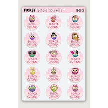 Özel Isim Yazılabilen Okul Etiketi Defter Kitap Için Baykuş Temalı Sticker Seti 15 Adet Çıkartma Diğer