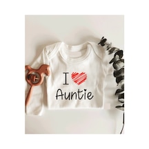 Tuğbababy I Love Auntie Uzun Kol Çıtçıtlı Organik Bebek Body