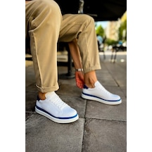Alemdarshop Mn979 - Santoni Gbt Spor Erkek Ayakkabı Beyaz/mavı