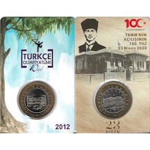2020 Yılı Tbmm'nin 100. Yılı Yılı Ve 2012 Yılı Türkçe Olimpiyatları 1 Lira Hatıra Para Kitinde Çil