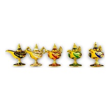 Buhurdanlık Özellikli Parlak Taşlı 5 Li Aladdin Biblo Seti Renkli 9 6 CM