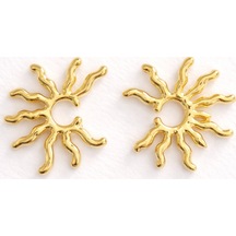 Wesun Altın Renkli Güneş Figürlü Şık Tasarım Gold Küpe