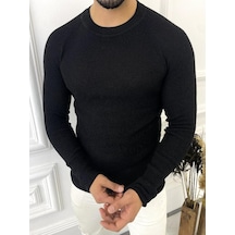 Kazak Slim Fit Naturel Örme Pamuk Tüylenmeyen Triko Dar Kesim Body Kazak 001