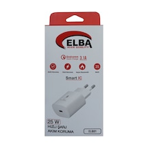 Elba ELB01-25WPD Beyaz 25W Şarj Kafa Type USB-C PD3.0-QC4.0(Akım