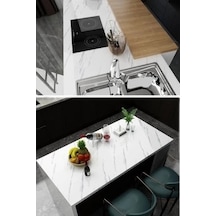 Beyaz Mermer Desenli Yapışkanlı Tezgah Folyosu 3 Mt.x 60 Cm Najmaddin