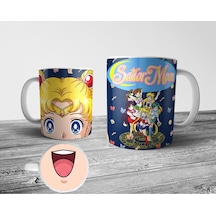 Sailor Moon Alt Tabanı Ağız Tasarımlı Kupa Bardak Çok Renkli
