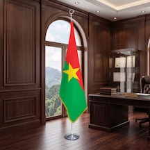 Burkina Faso Direkli - Altın Saçaklı Saten Makam Bayrağı Seti Krom Direk Diğer