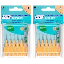 Blister X-soft 0.45 Mm - Turuncu Diş Arayüz Fırçası 1x 6 Adet 2 Paketi Açık Ahşap