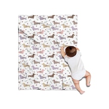 Dachshund Desenli 30x40inch Polar Battaniye, Yumuşak Ve Rahat-a6 Dachshund Floral White