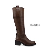 Gönderi(R) Kadın Kahve Antik Fermuarlı Kalın Topuklu Hakiki Deri Çizme Dkzc61363591 Kahverengi