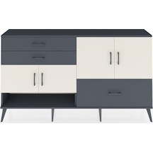 Arges Konsol 3 Raflı 3 Çekmeceli 4 Kapaklı 176x30x99 Antrasit-aytaşı/antrasit Aytası/antrasıt - Antrasıt