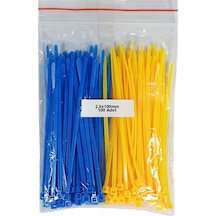 Plastik Kablo Bağı Sarı - Mavi 2,5 x 100 mm Cırt Kelepçe 100 Adet