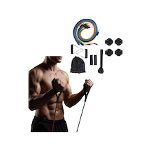 Direnç Seviyeli Pilates Ve Fitness Egzersiz Bandı Seti Kapı Askılı Çok Renkli
