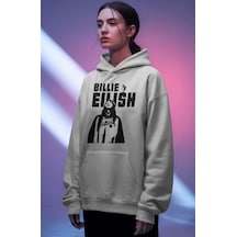 Sevbano Billie Eilish Şarkıcı Ön Baskılı Unisex Oversize Premium Hoodie beyaz