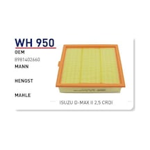 WUNDER WH950 HAVA FİLTRESİ - ISUZU D-MAX II 2,5 CRDİ