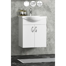 Yıldız 50 Cm Beyaz Mdf Seramik Lavabolu Asma Alt Banyo Dolabı