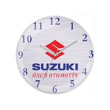 Kişiye Özel Suzuki Çap 30cm Sessiz Akar Bombeli Gerçek Cam Duvar Saati Siyah