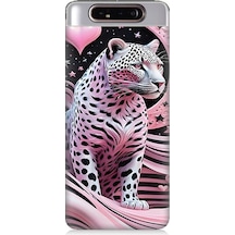 Samsung Galaxy A80 Uyumlu Pembe Leopar Desenli Silikon Kılıf