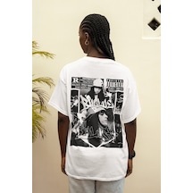 Sevbano Şarkıcı Billie Eilish Sırt Baskılı Unisex Oversize Şarkıcı Tişört Beyaz