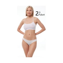 Malabadi 183 2'li Paket Kadın Modal Düşük Bel Iz Yapmayan Slip & Külot Ekru
