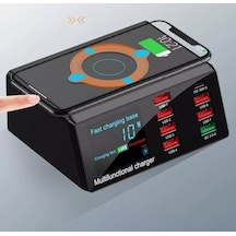 X9 8 Port Kablosuz Usb Şarj Aleti Hızlı Şarj Pd + Qc3.0 + Usb Por
