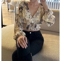 Desenli Bluz 24k23303 Lacivert