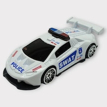 Metal Mini Polis Arabası 8 Cm - Polis - 3 Lisinya Beyaz