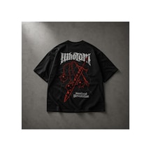 Yolo Street Siyah Whoıam Imminent Devastation Baskılı Oversize Erkek Tişört Heavy Metal Streetwear %100 Pamuk Siyah1a1