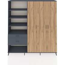 Hyperion Dolap 16 Raflı 2 Çekmeceli 3 Kapaklı 220x44x243 Antrasit-çam/antrasit Atlas Çam/antrasıt